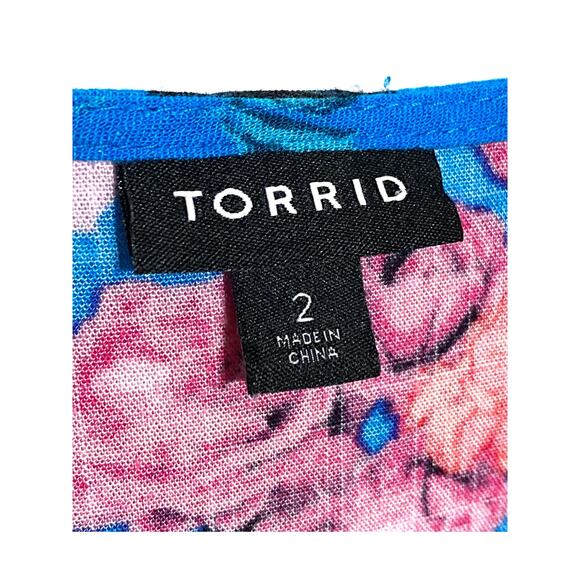 Torrid Rayon Slub Button Front Flutter Sleeve Top Blouse 2X Floral Boho Summer - Picture 5 of 8